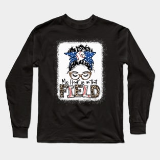 My heart is on that Field Baseball Tee Leopard Baseball Mom Long Sleeve T-Shirt